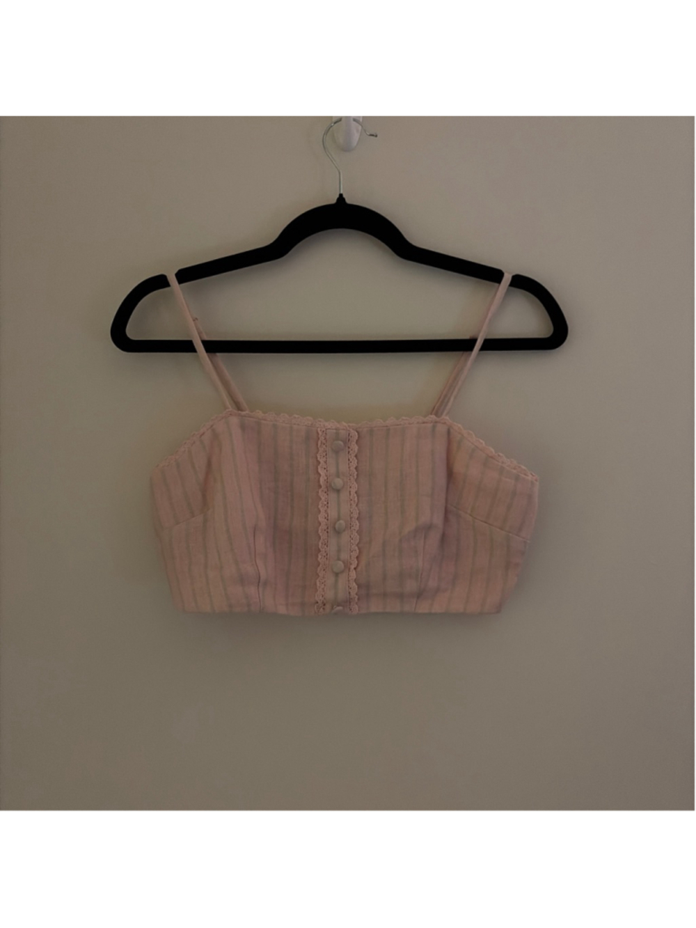 Women's LOVESHACKFANCY Pink & White Striped Crop Top Size 4